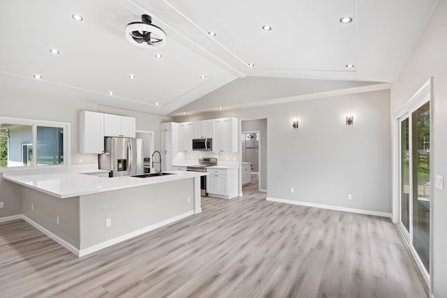 850 Kamalu Rd, Kapaa, HI 96746 - kitchen featuring a wealth of natural light, appliances with stainless steel finishes, lofted ceiling, and a sink