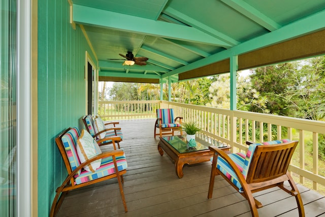 deck featuring ceiling fan