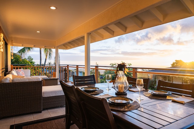 exterior space featuring an outdoor living space