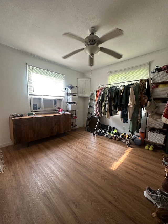 interior space featuring ceiling fan