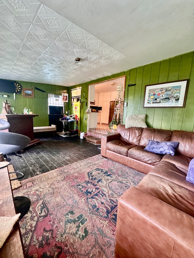 living room featuring dark hardwood / wood-style flooring