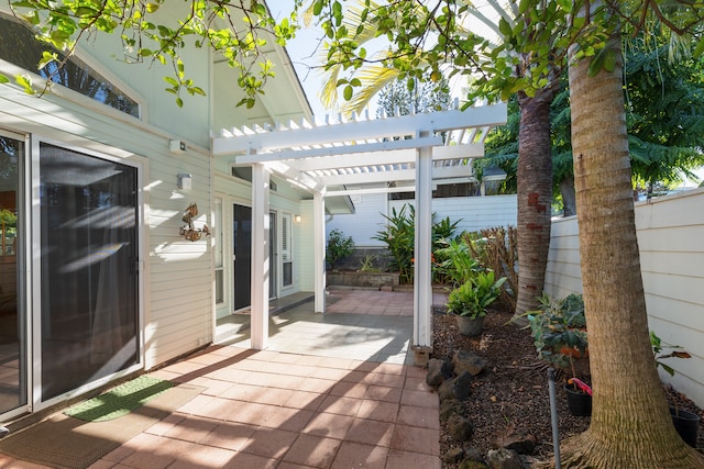 view of patio featuring a pergola