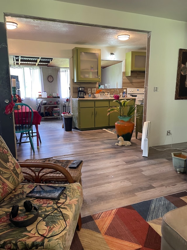 interior space featuring green cabinetry