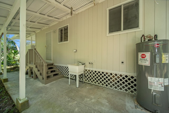 view of patio / terrace with electric water heater