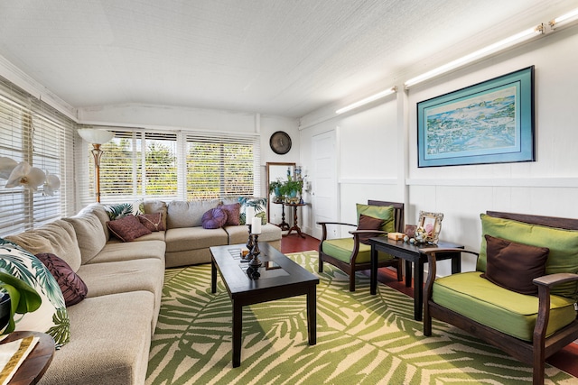 sunroom / solarium with vaulted ceiling