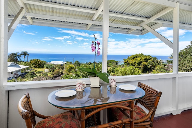 balcony with a water view