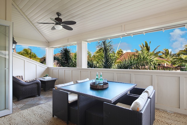 view of patio with ceiling fan