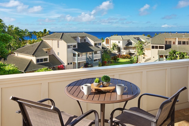 balcony with a water view