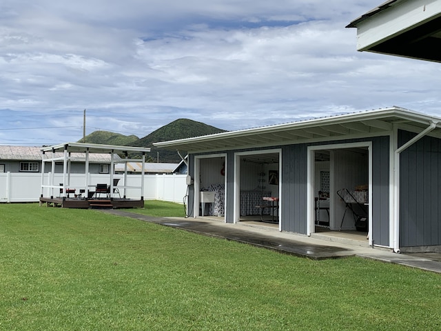 view of yard with a deck