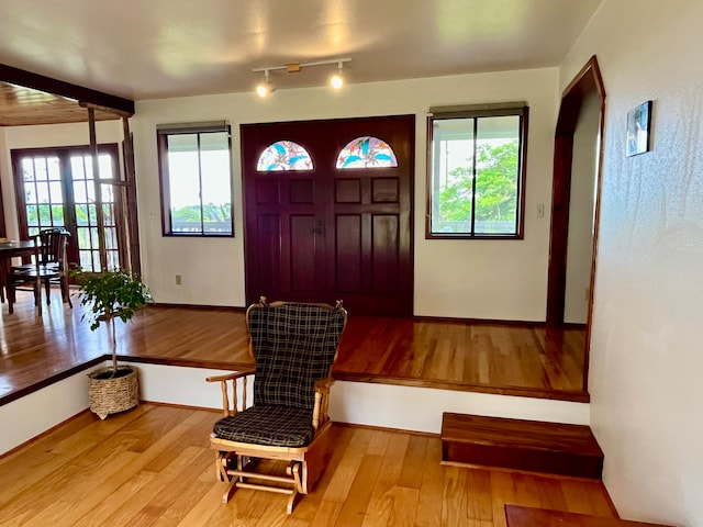 foyer entrance with hardwood / wood-style floors