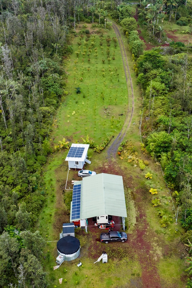 birds eye view of property featuring a rural view