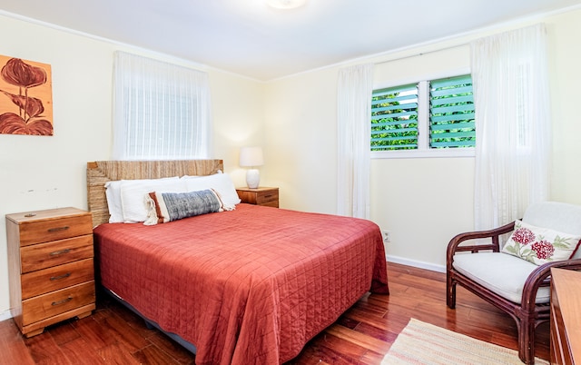 bedroom featuring dark hardwood / wood-style floors