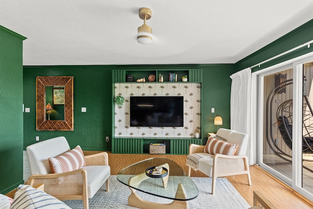 living room with wood-type flooring