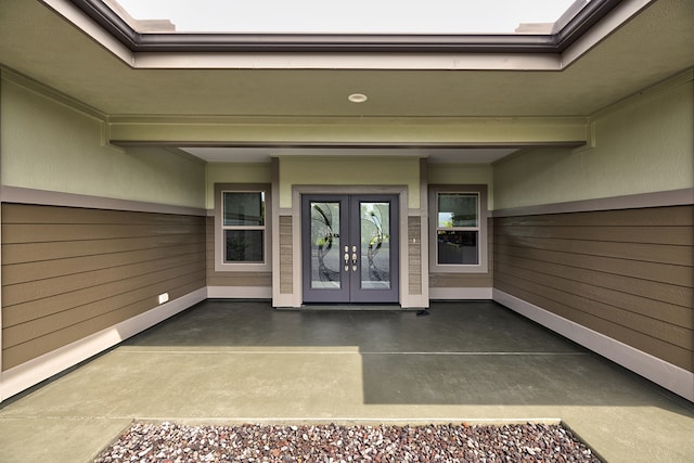 view of exterior entry with french doors