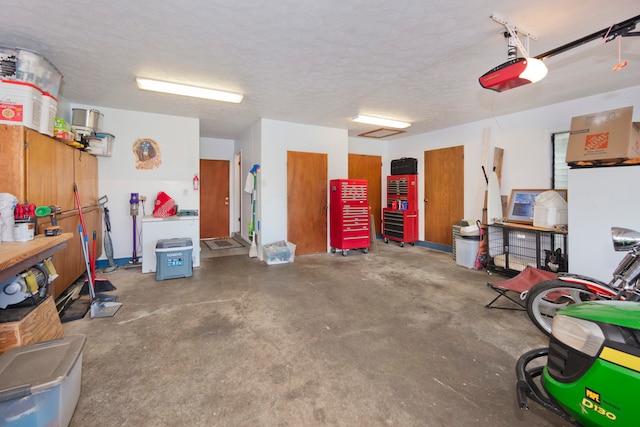 garage with a garage door opener