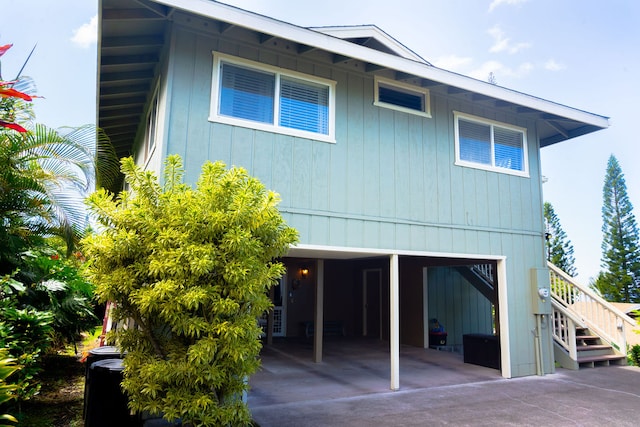 view of property exterior featuring a patio