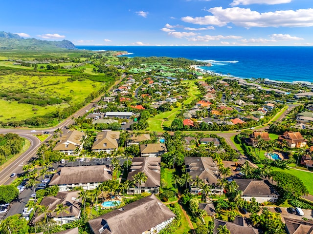 bird's eye view featuring a water view