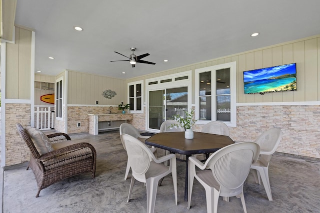 view of patio / terrace featuring ceiling fan and area for grilling