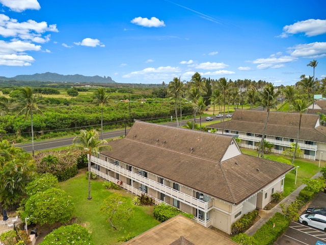 aerial view with a mountain view