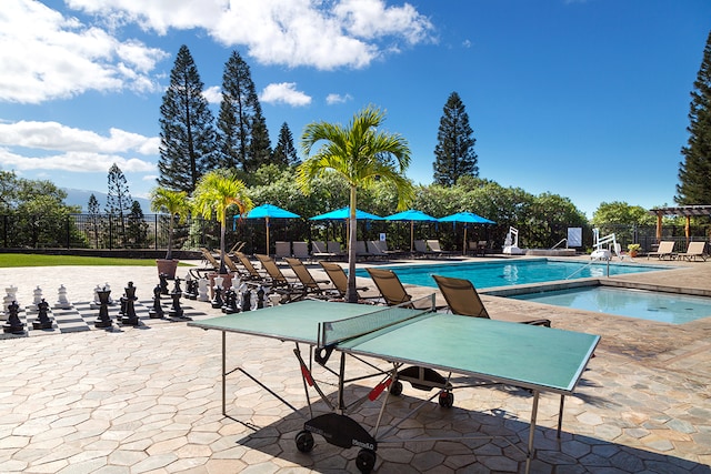 view of pool with a patio