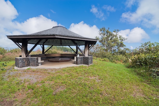 view of yard with a gazebo and cooling unit