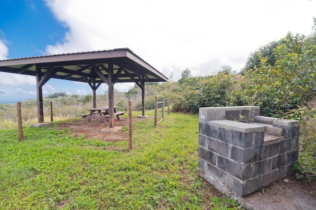 view of yard with a gazebo