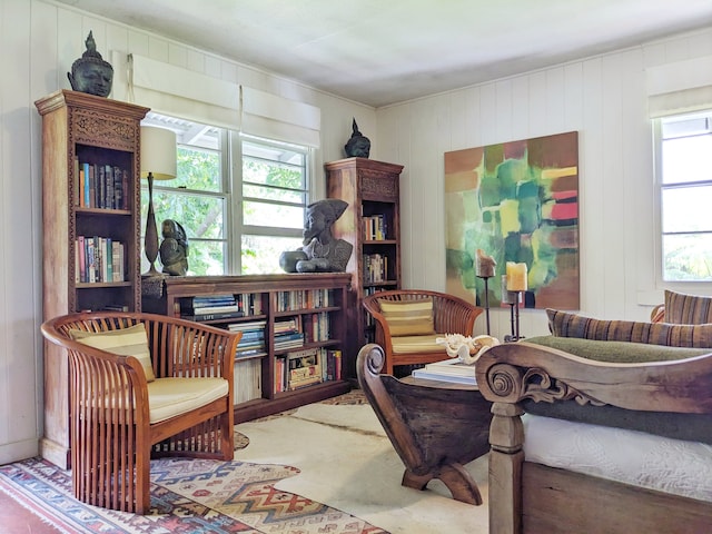 living area featuring a wealth of natural light