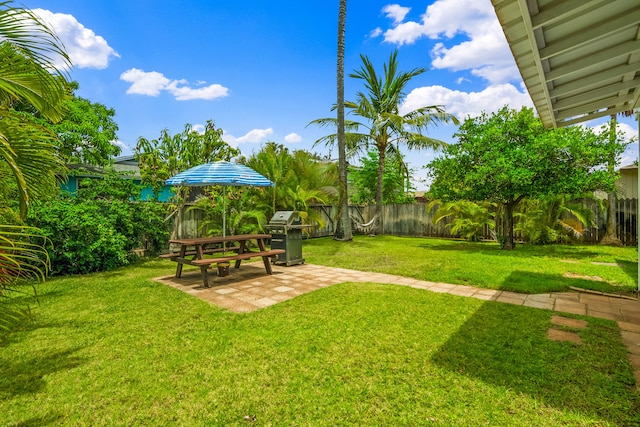 view of yard with a patio area