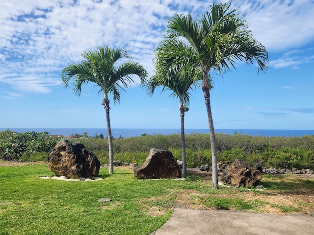 view of yard featuring a water view