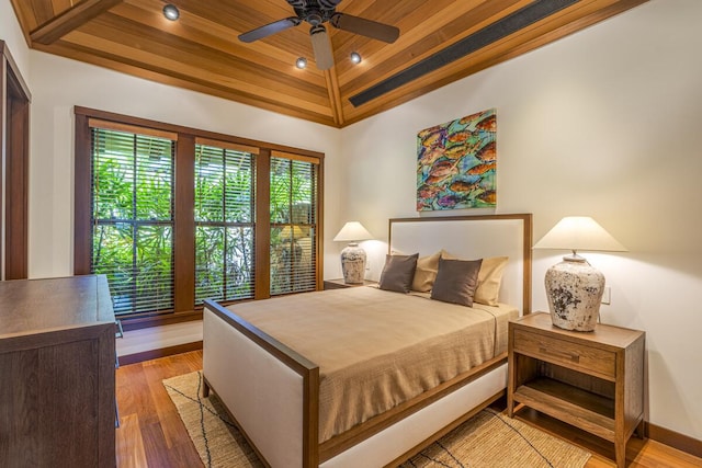 73-4839 Maia Loop Unit 40, Kailua-Kona, HI 96740 - bedroom with wood finished floors, wooden ceiling, and recessed lighting