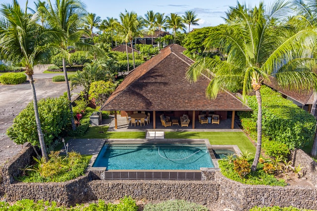 view of pool featuring a patio area