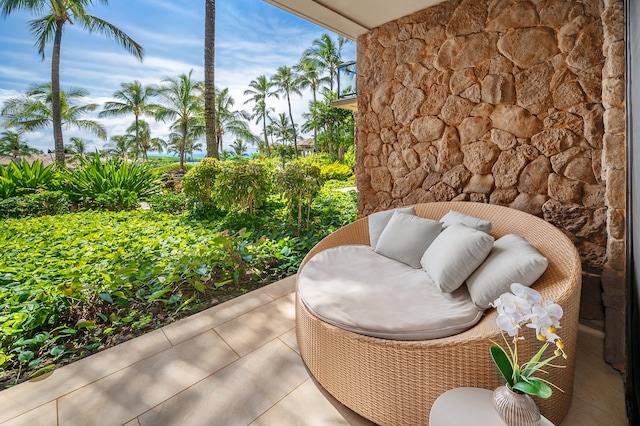 balcony with a patio area