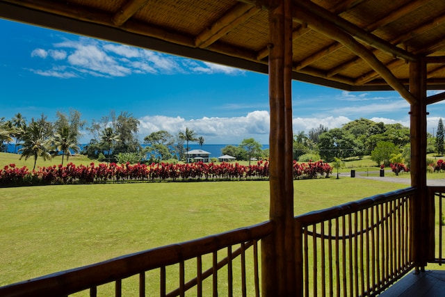 exterior space featuring a water view