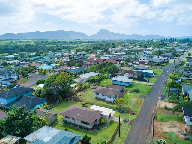 aerial view featuring a mountain view