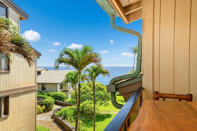 balcony with a water view