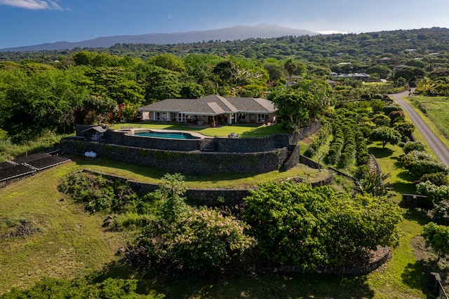 aerial view featuring a mountain view