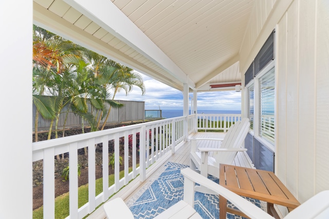 balcony with a water view