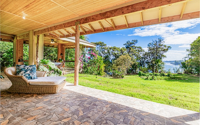 view of patio with ceiling fan