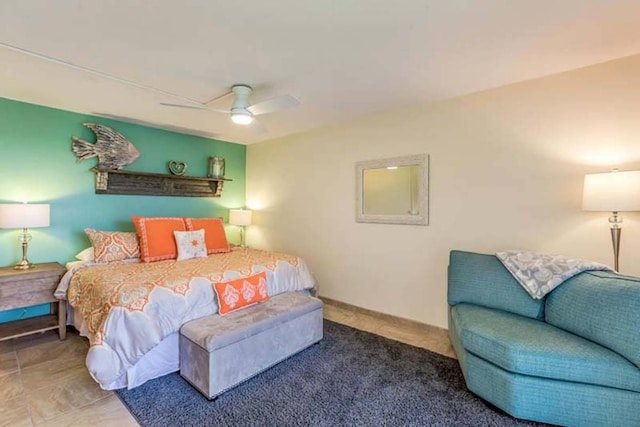 bedroom featuring ceiling fan