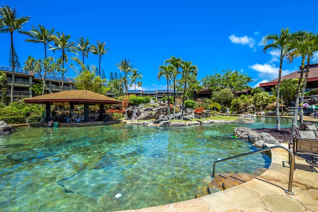 view of pool with a gazebo