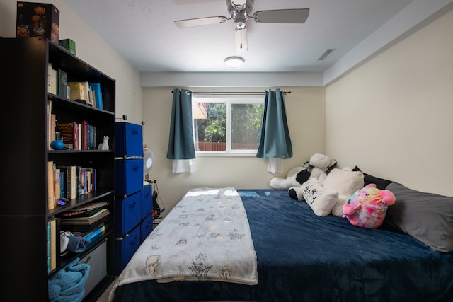 bedroom featuring ceiling fan