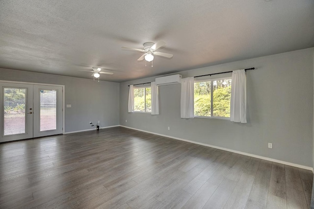 14-3503 Shell Rd, Pahoa, HI 96778 - empty room with baseboards, ceiling fan, french doors, and an AC wall unit