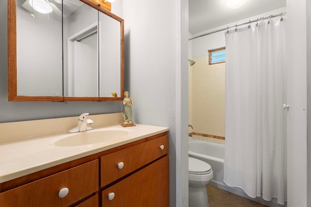 full bathroom with vanity, toilet, tile patterned floors, and shower / bath combo