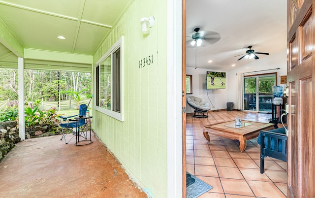 view of patio / terrace featuring ceiling fan