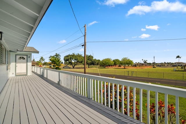 deck with a yard