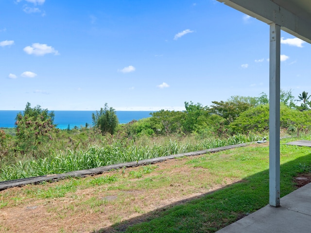 view of yard featuring a water view