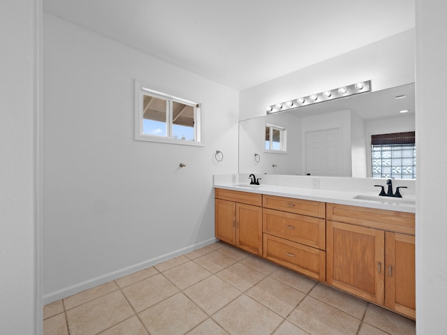 bathroom featuring tile patterned flooring and vanity