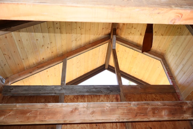 interior details featuring wooden walls