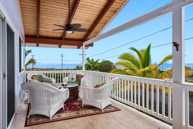 deck featuring ceiling fan