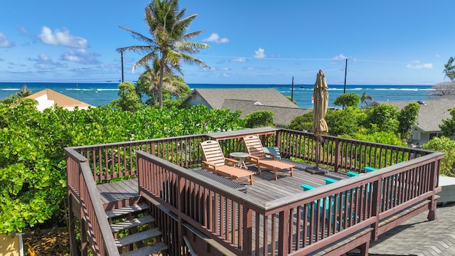 deck with a water view